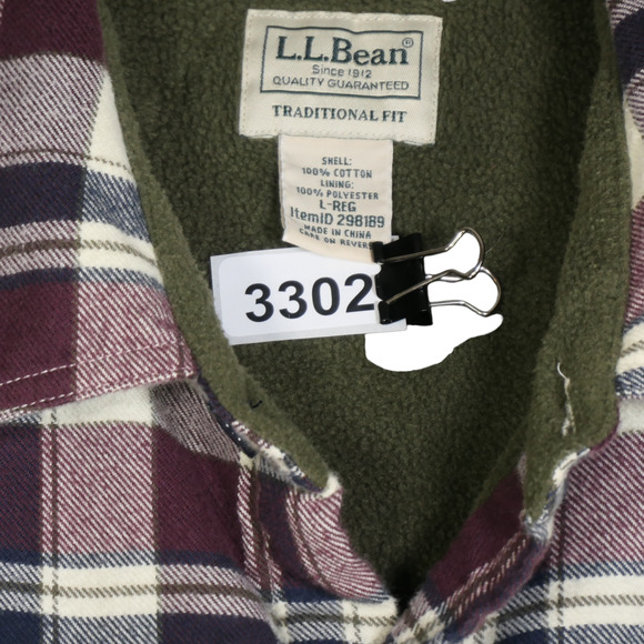 LL Bean Fleece Lined Flannel Shacket Mens Large Flannel Shirt Brown Side Pocket - Picture 11 of 11